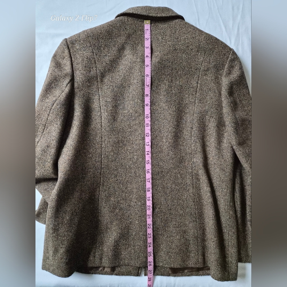 VTG Talbots Petite Italian Wool Silk Pantsuit | Brown Herringbone 2PC Set | 14P - Picture 15 of 16